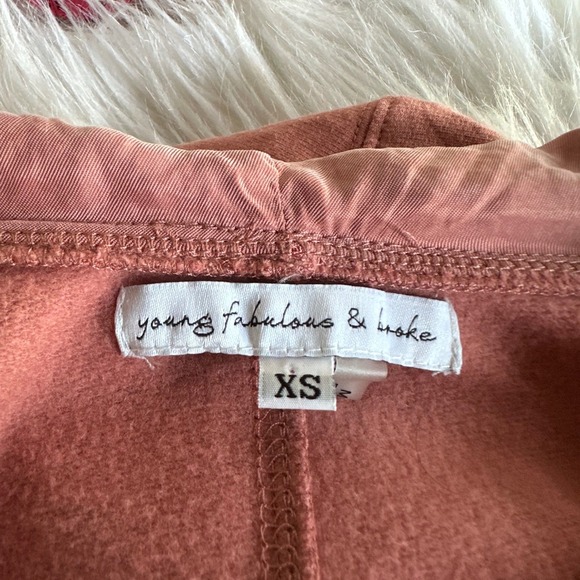 Young Fabulous & Broke Hoodie Sweater Top Pink Long Zip Up XS Casual Comfort - Picture 5 of 9